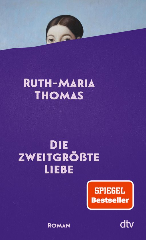 Boek "Die zweitgrößte Liebe" van Ruth-Maria Thomas, met een paarse cover en een deel van een schilderij van een vrouw.