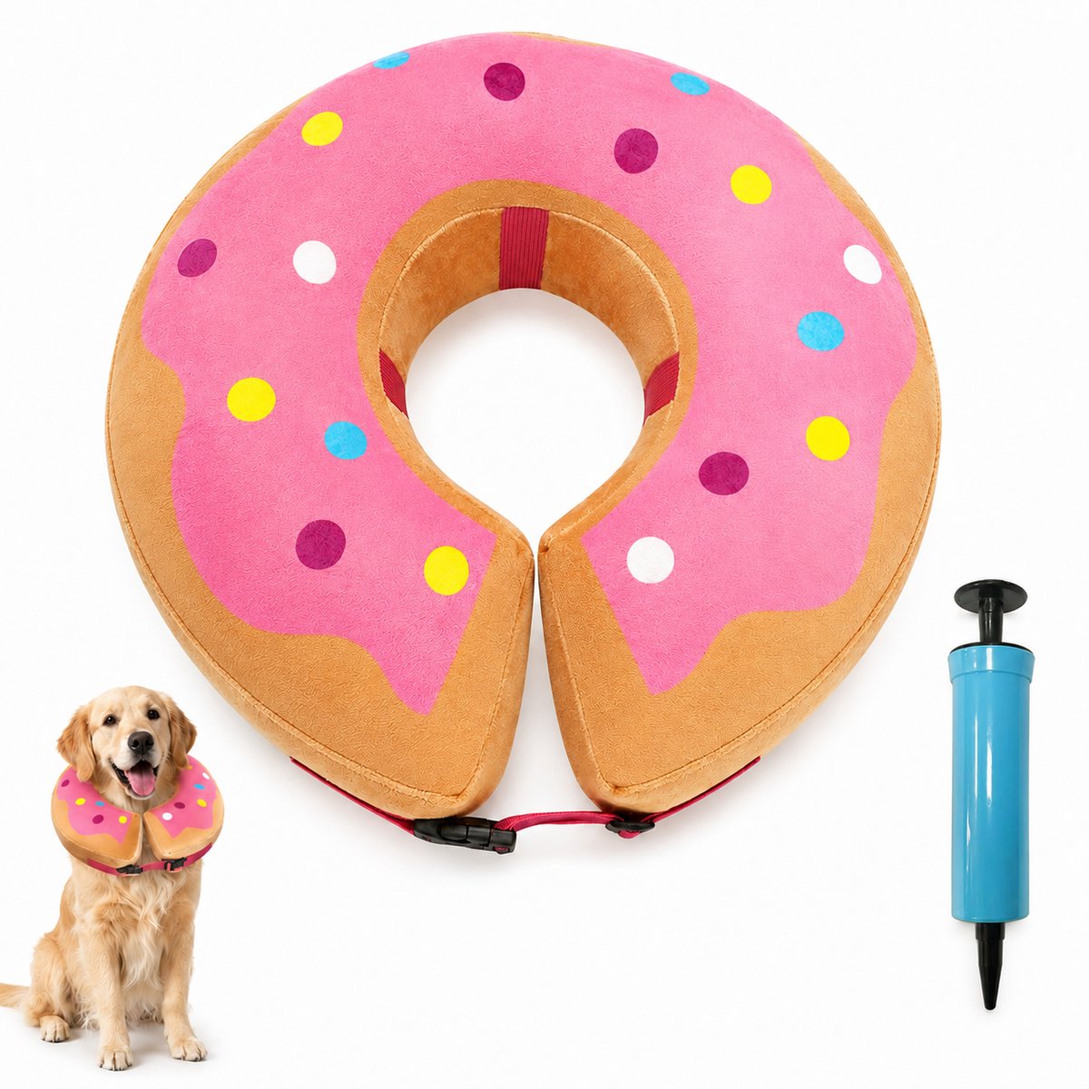 Bobypet - Beschermkraag - Opblaasbare Halsbrace - Beschermkraag Kat - Beschermkraag Hond - Anti-Likbeschermingskraag Voor Honden Na Een Operatie Of Wondgenezing - Inclusief een luchtpomp.