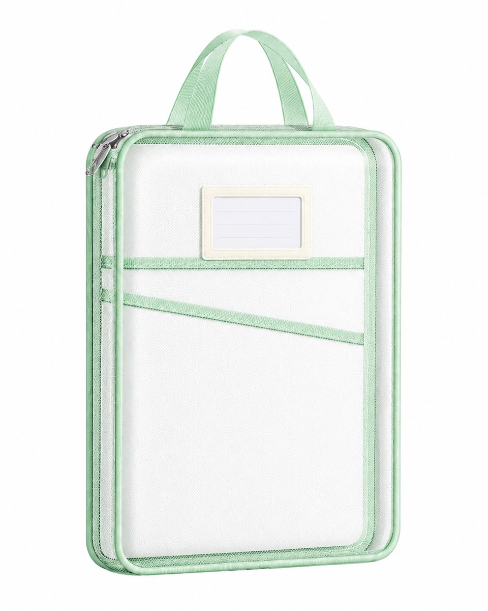 Bobypet - Documententas - Opbergmap - Draagbare Organizer - Met Handvat En Ritssluiting - Geschikt Voor School, Kantoor En Op Reis - Transparante