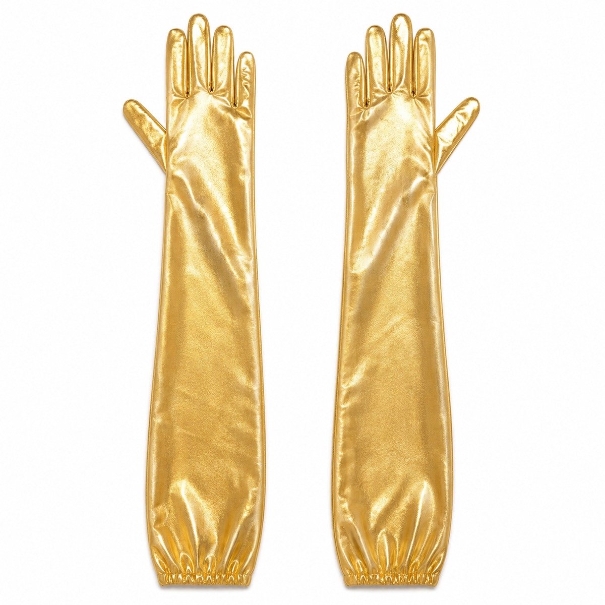 Gouden Lange Handschoenen – Glanzende Handschoenen Unisex – Disco Carnaval Festival & Verkleedkleding – Feestartikel