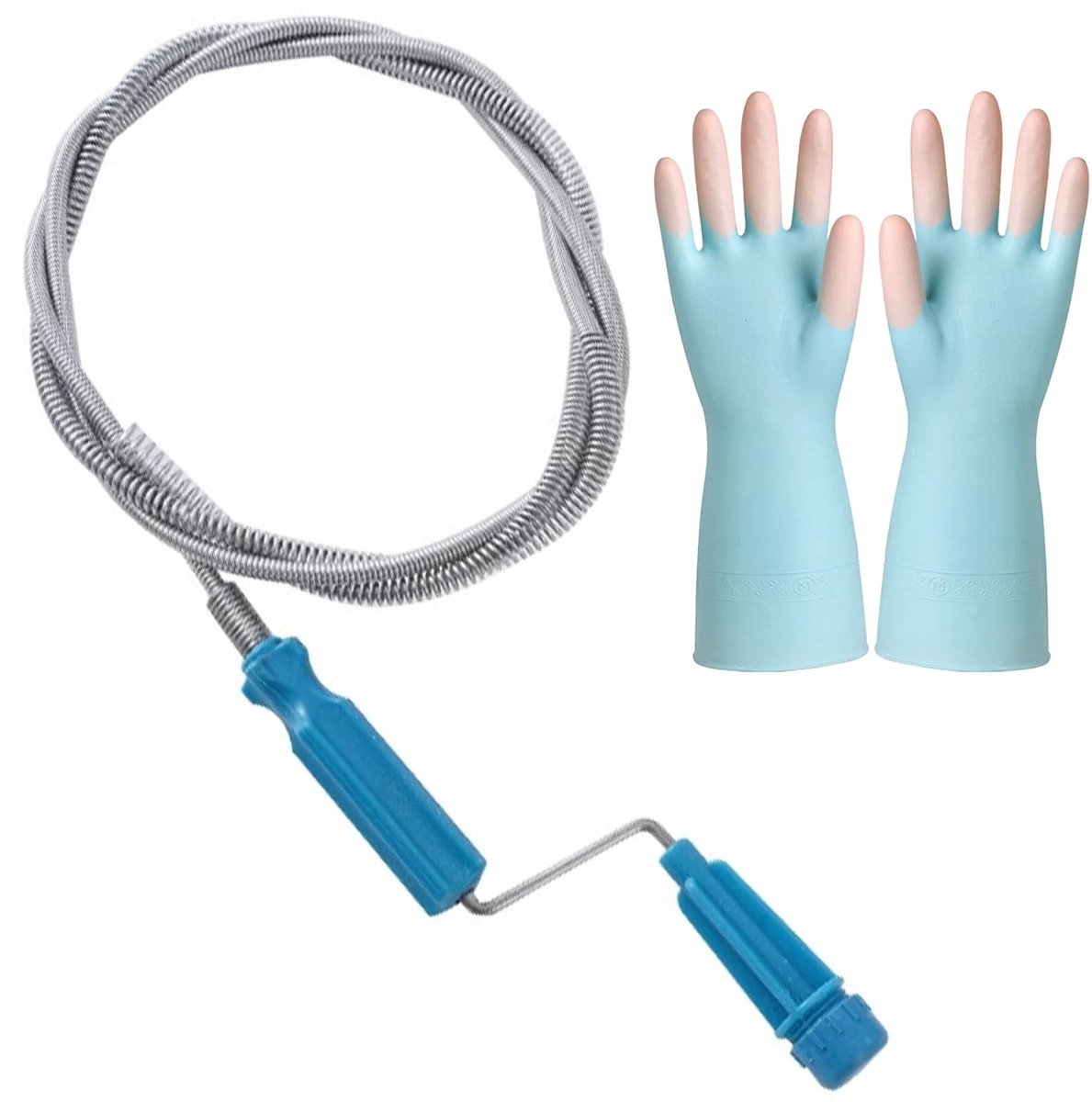 Solidchoice - Afvoerreinigingsspiraal van 3 m met Latexhandschoenen