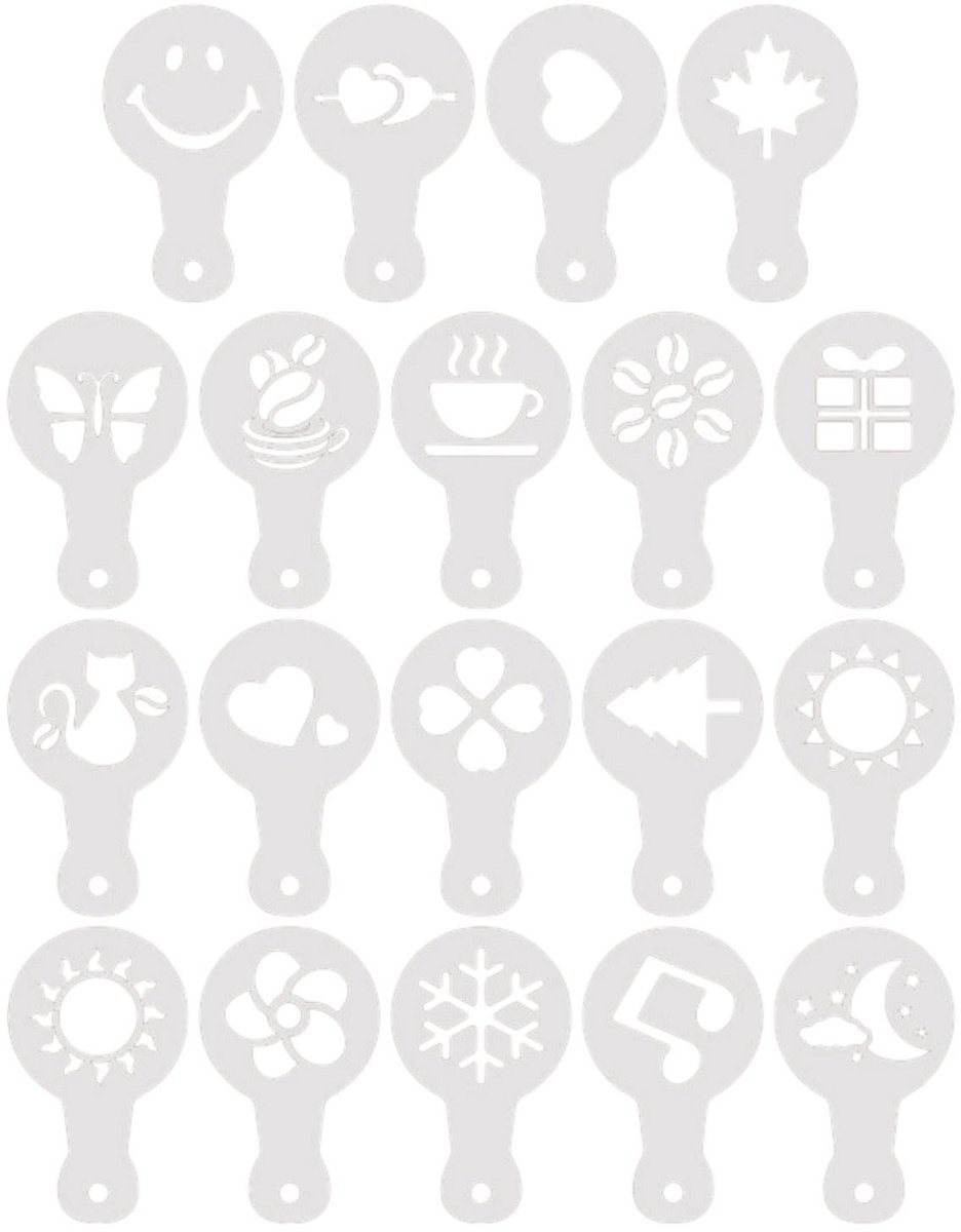Solidchoice - 19 Stuks Koffiesjablonen voor Latte Art en Decoraties
