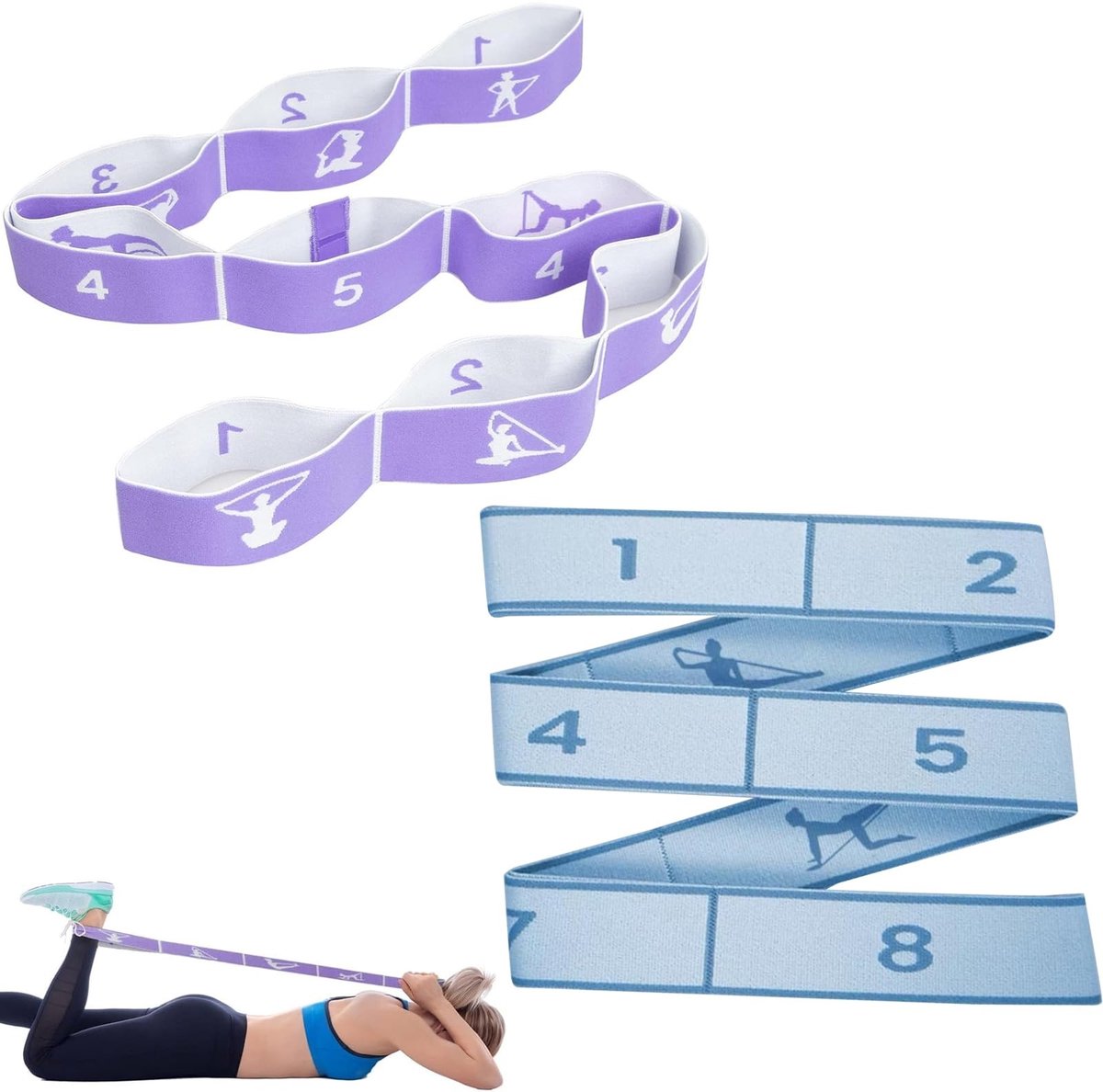 Solidchoice - Yoga Stretch Band met 8 Lussen voor Flexibiliteit