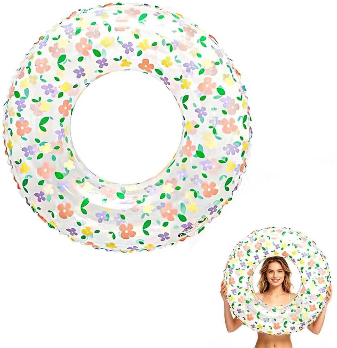 Solidchoice - Opblaasbare Donut voor Kinderen met Roze Bloemenpatroon