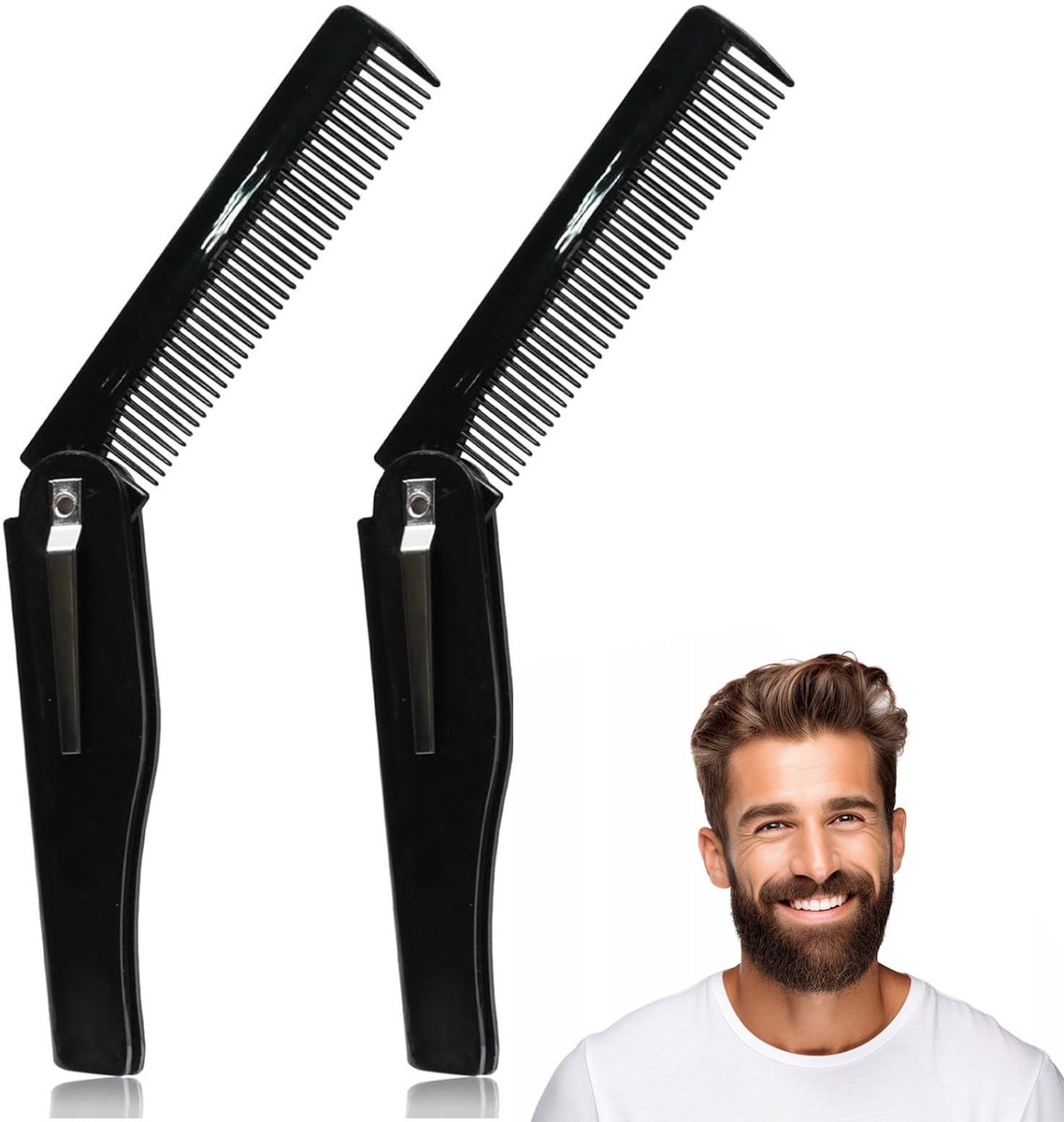 Solidchoice - Set van 2 Opvouwbare Kam voor Haar en Baard