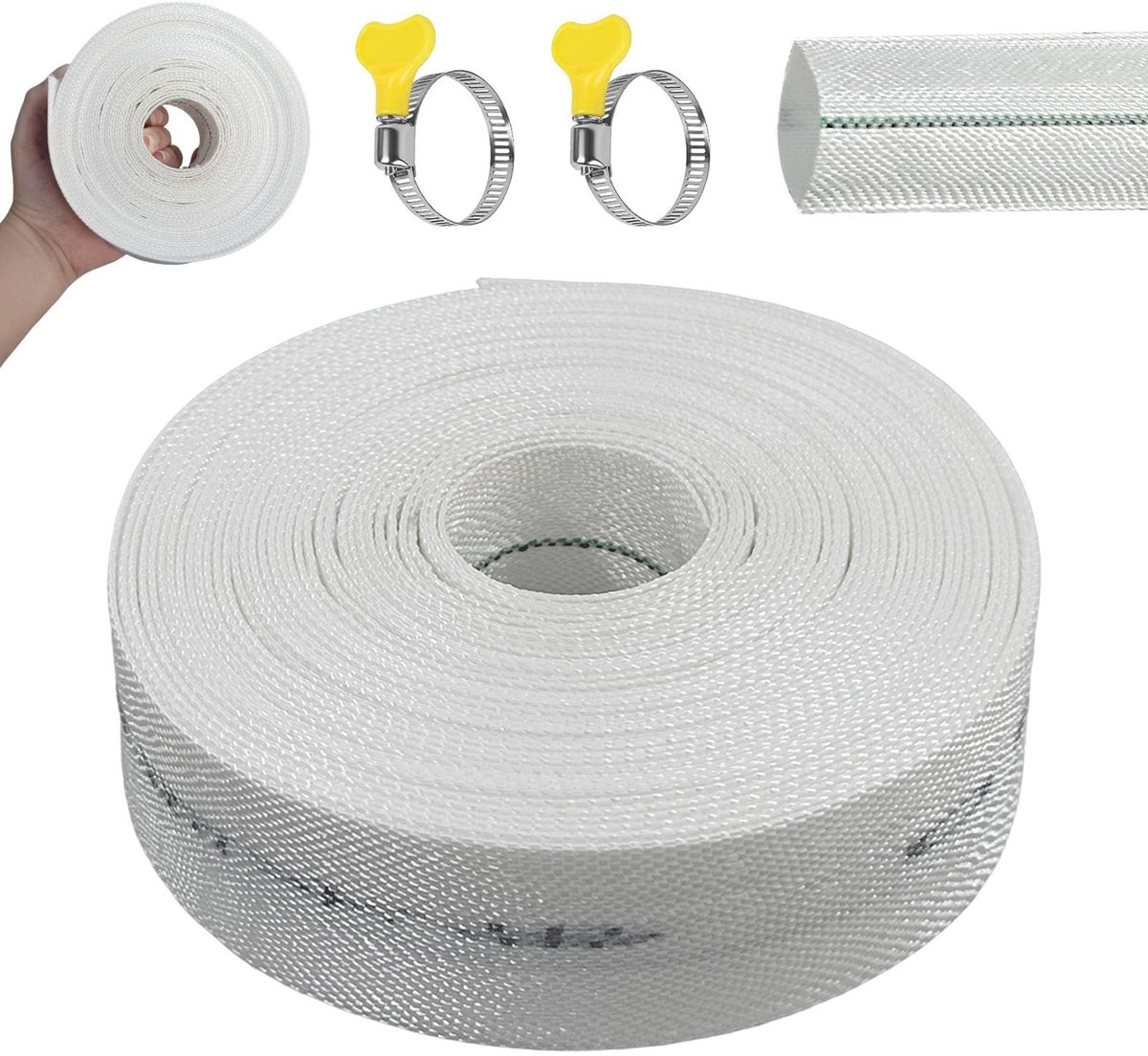 Solidchoice - Geweven Slang 1 1/4 inch Platte Slang - 10 m met Slangklemmen voor Afwatering