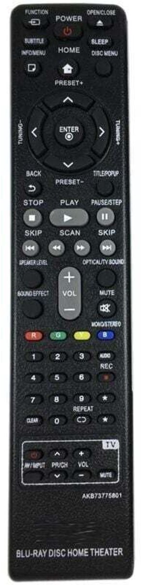 De AKB73775801 home cinema-afstandsbediening is compatibel met modellen zoals de AKB73315302, HB806TM, BH5140S, BH5440P en LHB655. Hij is van uitstekende kwaliteit, duurzaam, betrouwbaar