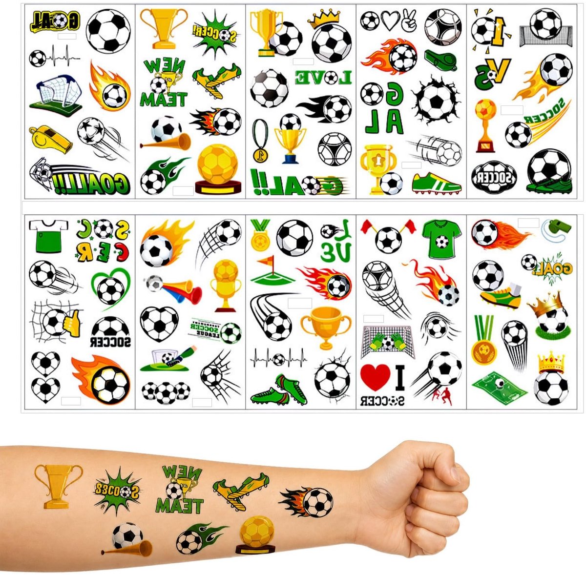 Solidchoice - 10 Vellen Voetbaltatoeages voor Kinderen
