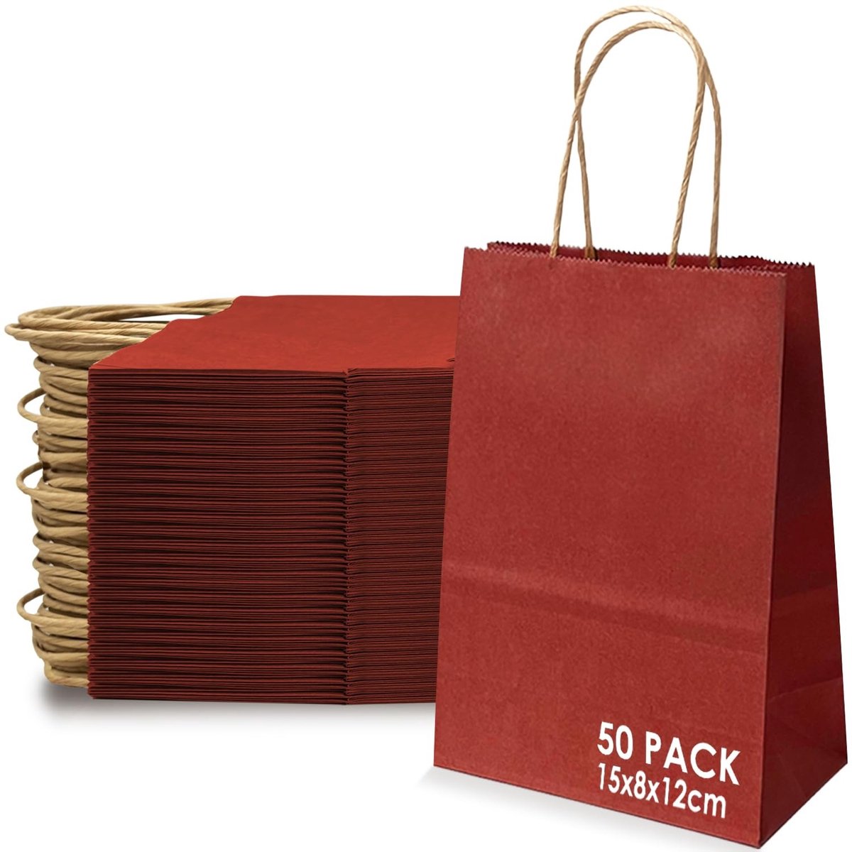 Solidchoice - Set van 50 Papieren Zakjes met Handvat - Kraftpapier