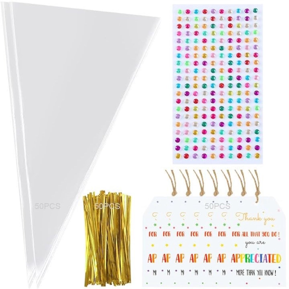 Solidchoice - Set van 50 Transparante Zakjes voor Geschenken
