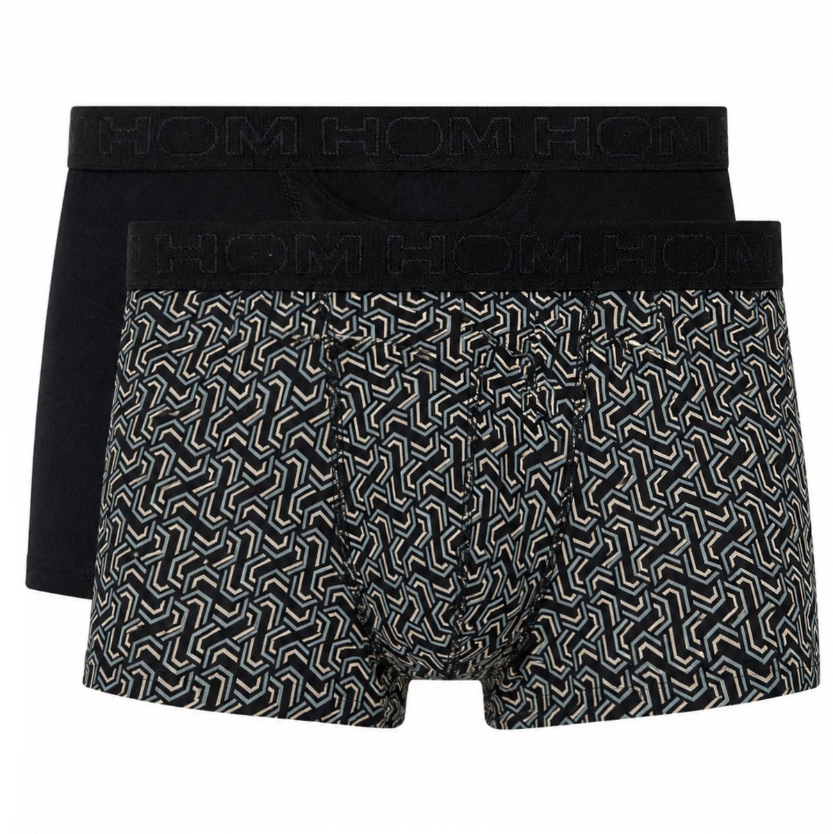 HOM - Tom Boxer Briefs H01 2pack - Black/Black print - mannen - M