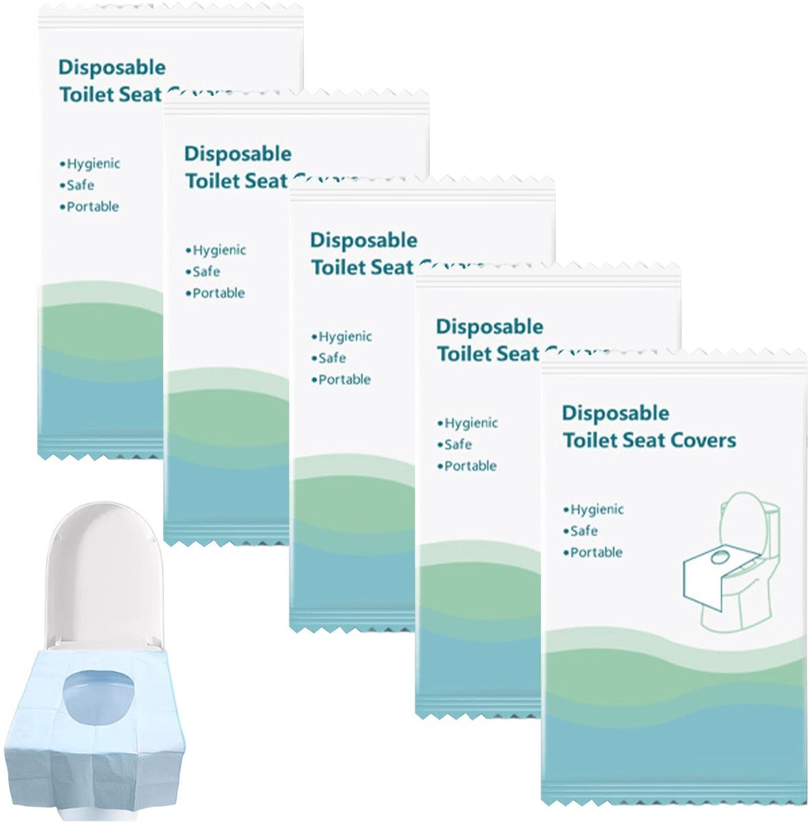 Solidchoice - Wegwerp Toiletbrilhoezen - Hygiënisch en Comfortabel - Blauw - Voor Reizen - Draagbare Toiletbrilhoes - Geschikt voor Openbare Toiletten