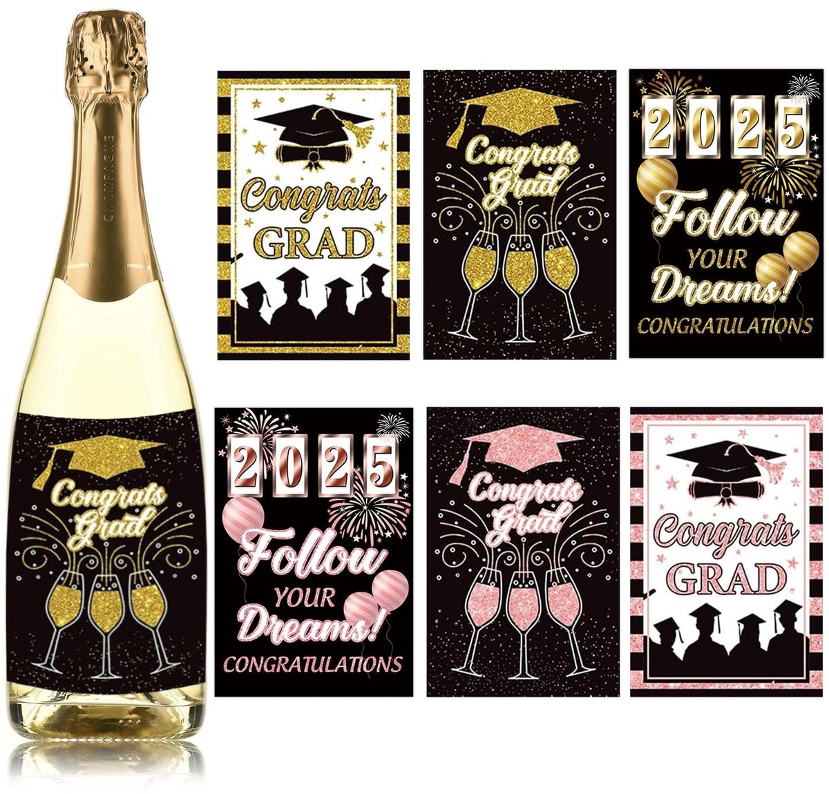 Solidchoice - Set van 6 Wijnlabels voor Afstuderen en Feestjes