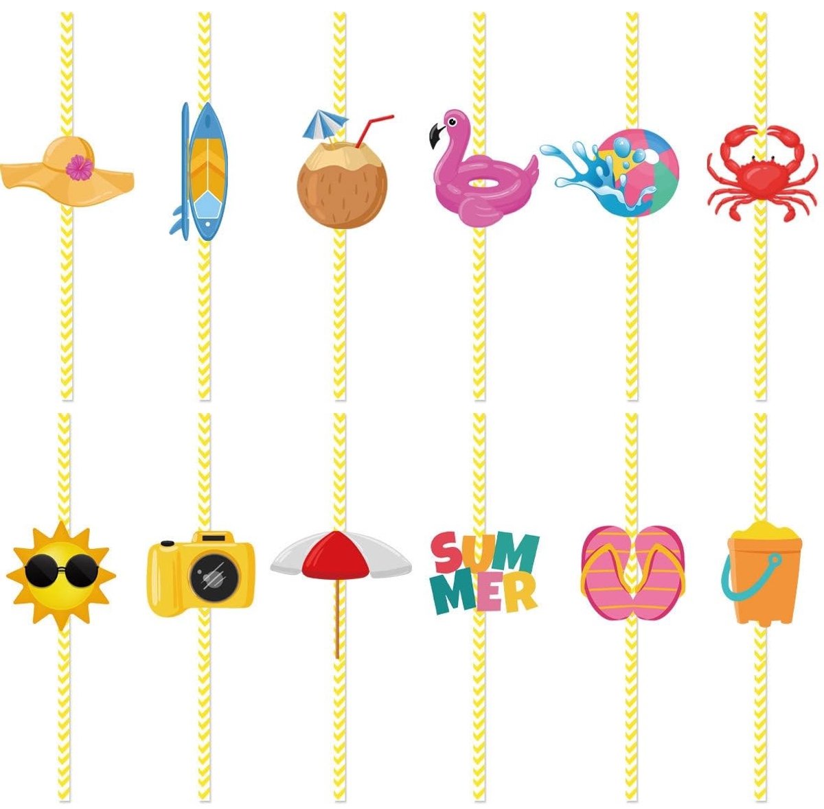 Solidchoice - Set van 24 Kleurrijke Papier Cocktailrietjes voor Feestjes