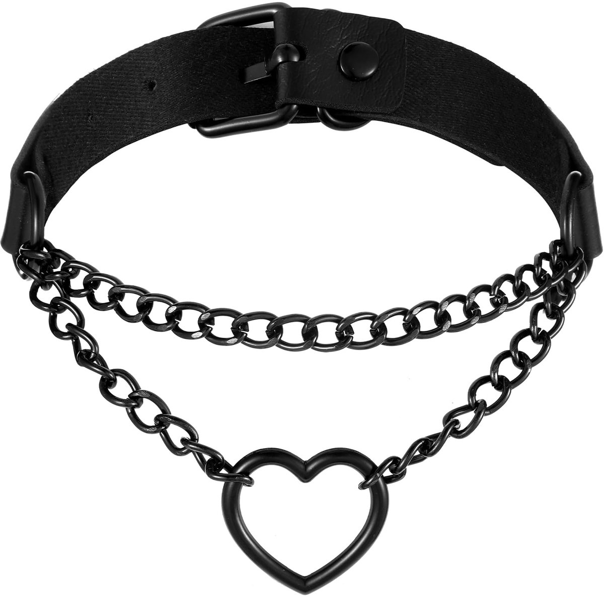 Solidchoice - Zwart Gothic Choker Ketting met Hart Sluiting