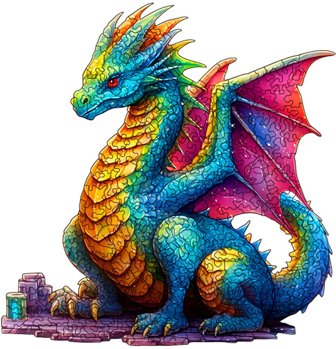 Casalora Puzzel 460 Stukjes Volwassenen - Legpuzzel Houten Roodogige Vliegende Draak - Moeilijke Legpuzzel voor Volwassenen