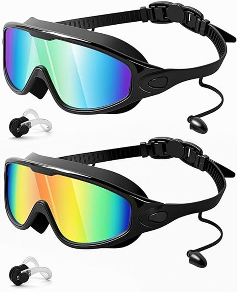 2-Pack Breedbeeld Zwembrillen Met Anti-Condens En UV-Bescherming, Lekkagevrij Voor Mannen, Vrouwen En Oudere Kinderen