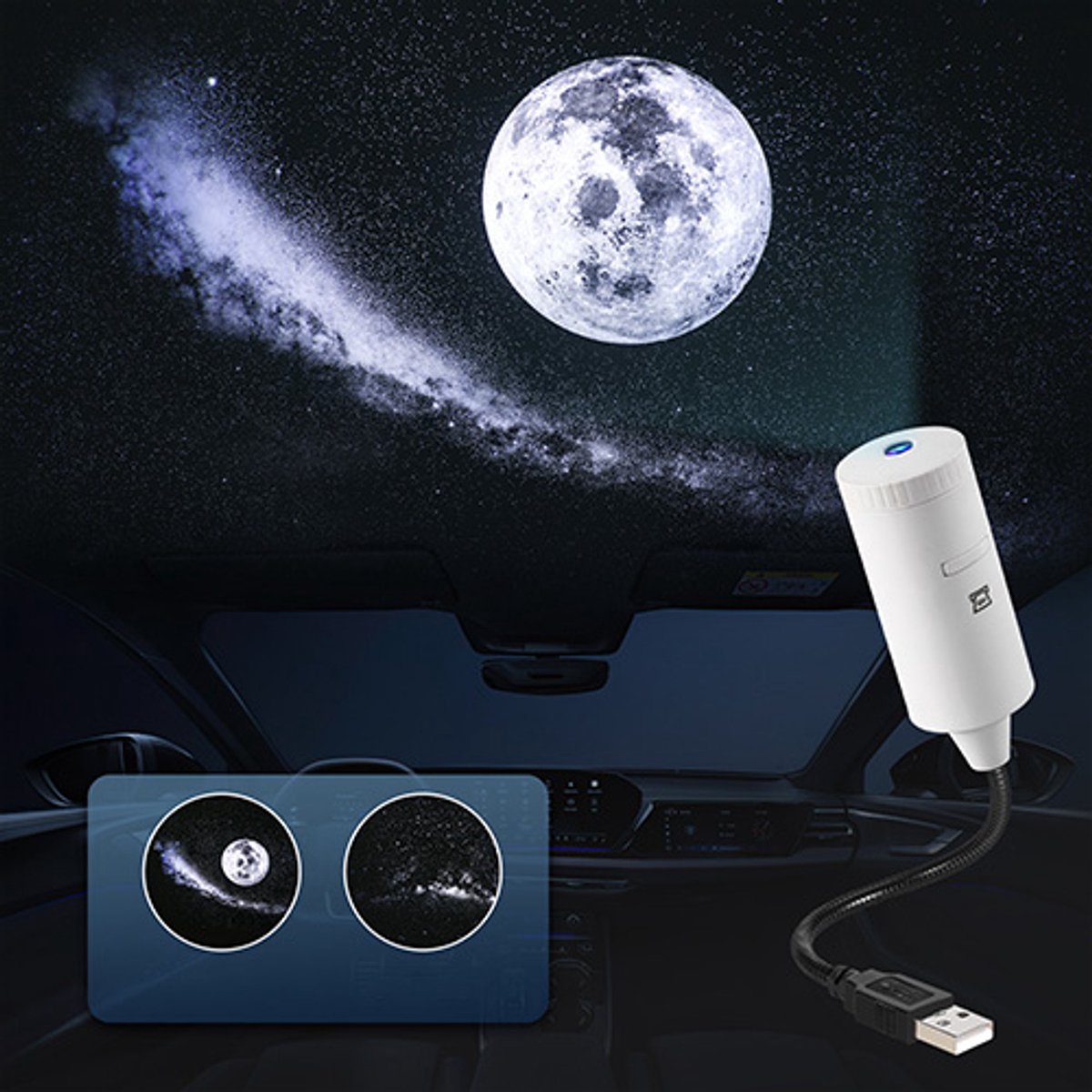 5D holografische nachtlamp - projector – Sterrenhemelprojector – 360° verstelbaar – Geschikt voor slaapkamers, woonkamers en badkamers – Cadeau voor kinderen – Wit