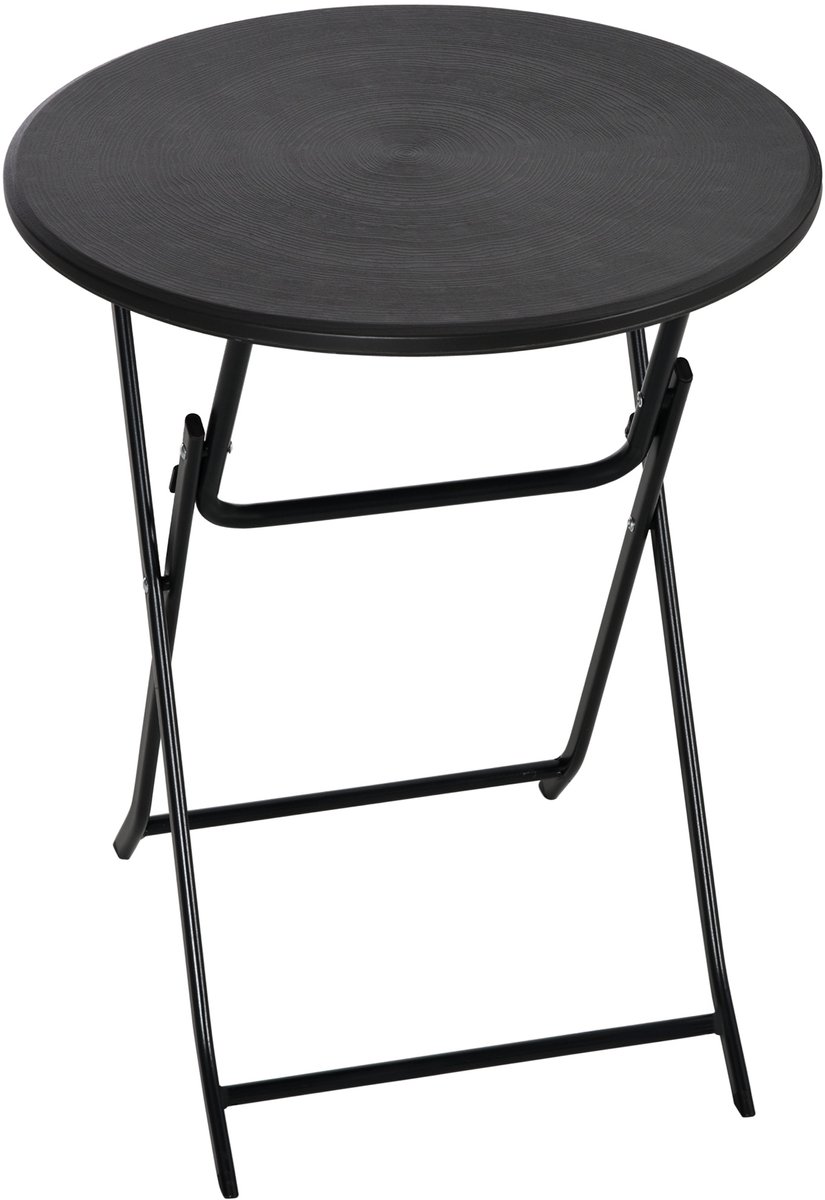 Tuintafel, rattan-look, opvouwbaar - hoogte × diameter: 73 × 60 cm - rond - grijs