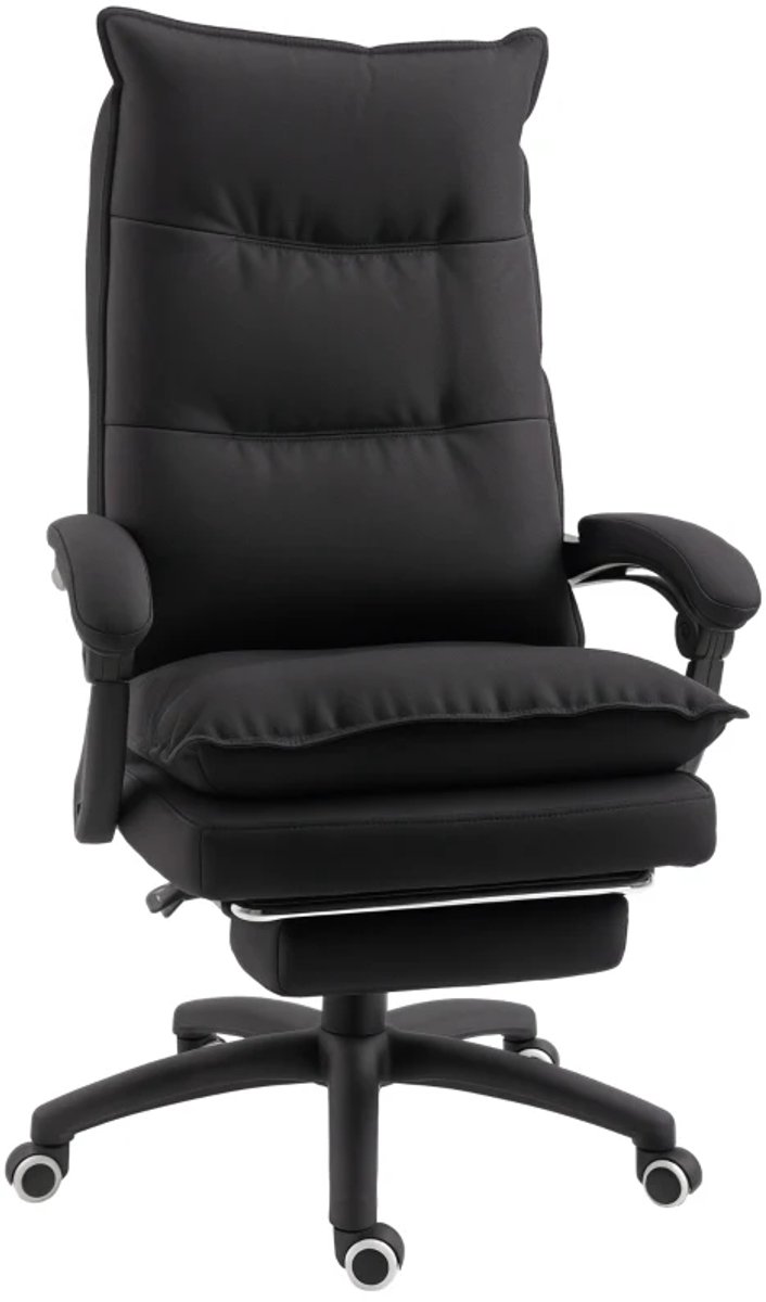 Ergonomische Bureaustoel met Massagefunctie & Voetensteun - In Hoogte Verstelbaar - Max. kanteling 135° - 360° Draaibaar - Kantoorstoel - Gamestoel - Volwassenen Stoel - Directiestoel - Computerstoel - Zwart