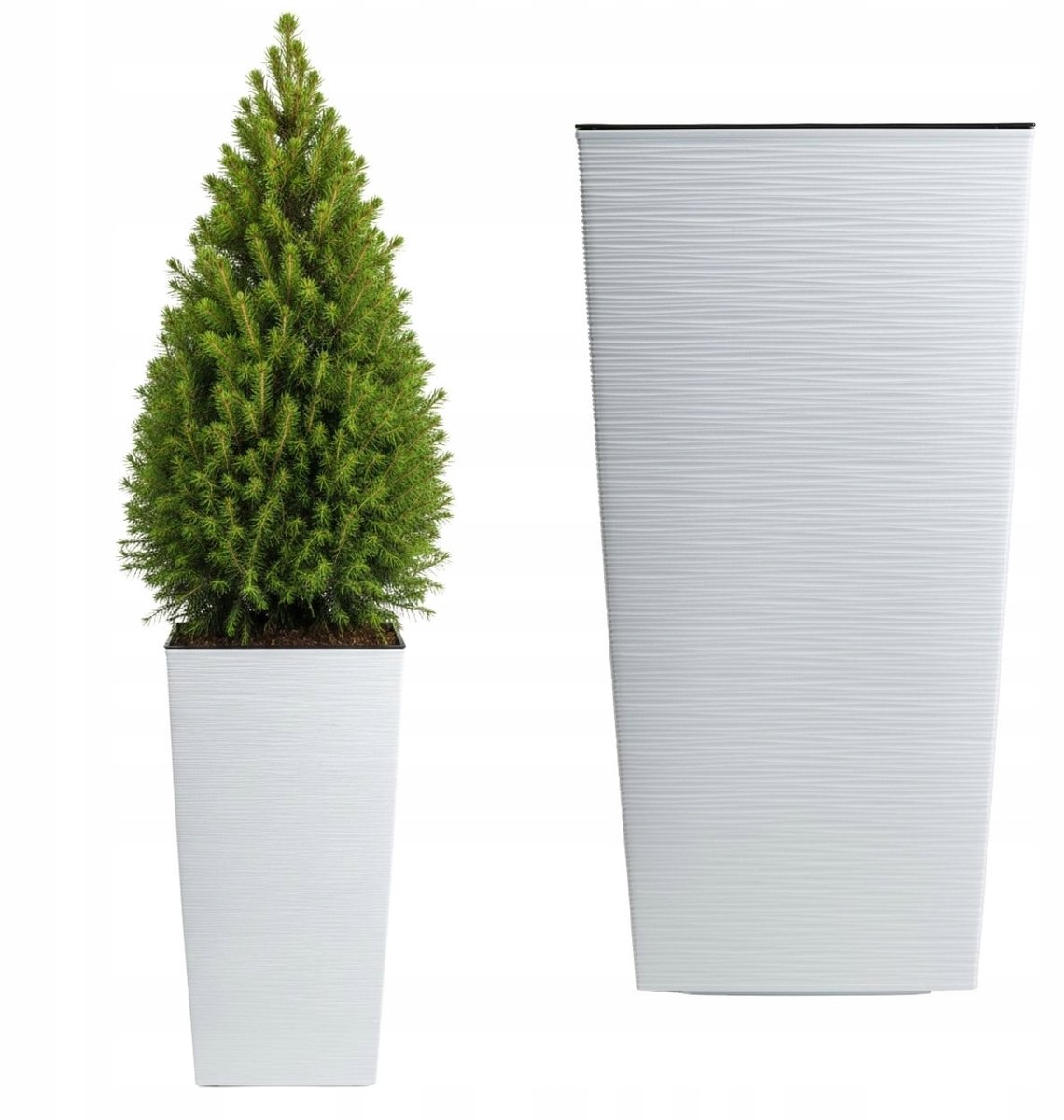 Hoge Witte Slim Plantenbak Porto Riflo 75cm met Inzetstuk - Stijlvol & Duurzaam