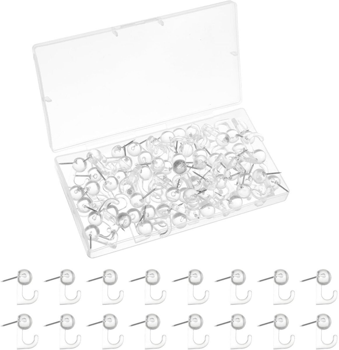 Solidchoice - 100 Stuks Duidelijke Duimspijkers met Haken