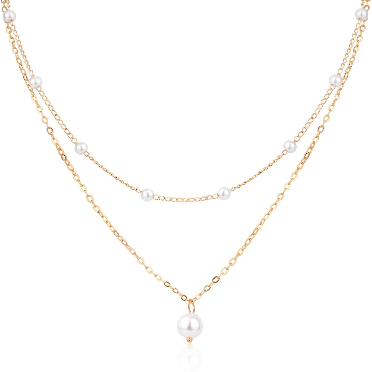Solidchoice - Trendy Gelaagde Parelketting voor Vrouwen