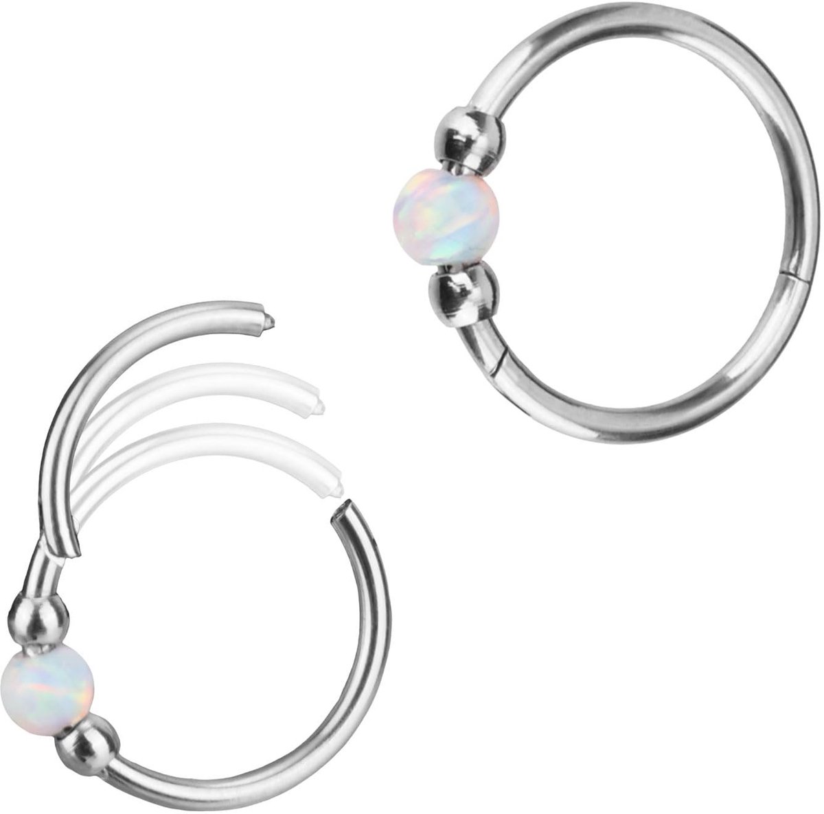 Solidchoice - Set van 2 Opale Neusringen voor Vrouwen