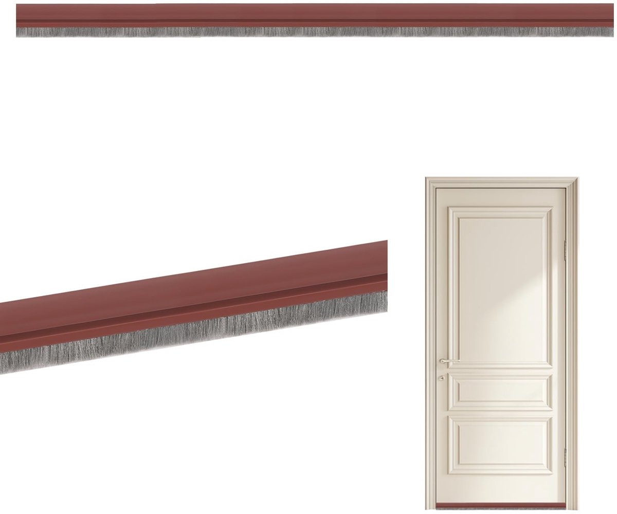 Deurafdichting tochtstopper 100 cm - deurborstel zelfklevend - borstel voor binnen en voordeuren - bruin.