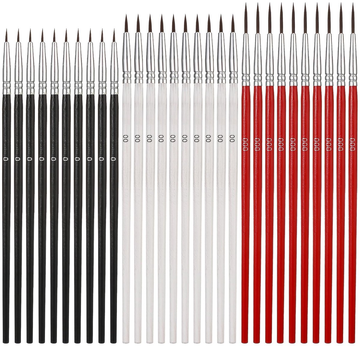 Solidchoice - Fijne Detailpenselen, 30 Stuks, 3 Maten