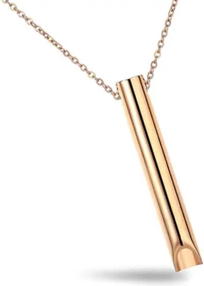 Okado Ademhalingsoefening Ketting Goudkleurig – Hanger met Uitademingsbuisje en Ketting – Compact Accessoire voor Bewuste Ademhaling en Ontspanningsmomenten