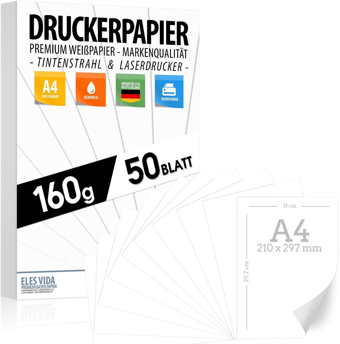 Solidchoice - 50 Vellen A4 Printerpapier 160 g voor Professionele Presentaties