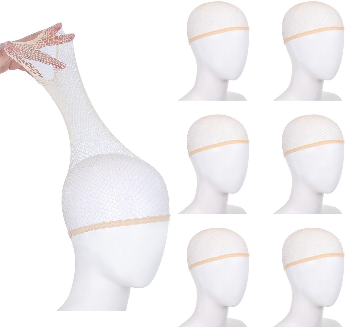 Solidchoice - Set van 6 Nylon Haarnetten voor Perücken