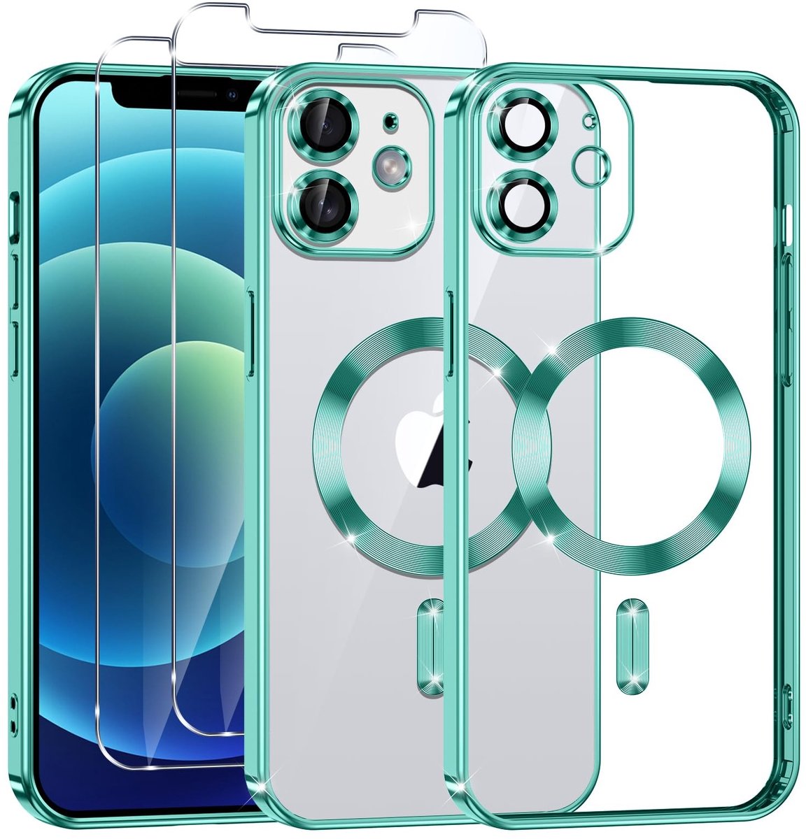 Solidchoice - Transparante Magnetische Hoes voor iPhone 12 met 2 Stuks Beschermfolie