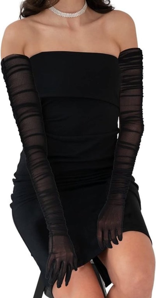 Elegante Lange Dameshandschoenen van Mesh en Tulle voor Feestjes, Halloween en Danskostuums