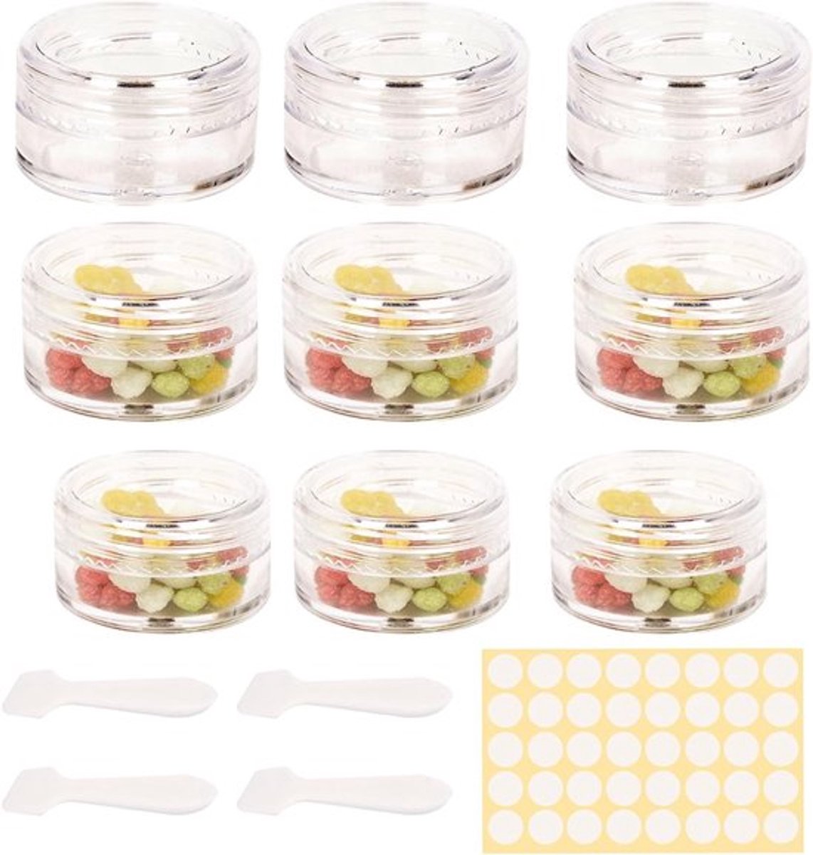 Lege Plastic Cosmetische Potjes, Monsters met Deksel voor Make-up en Reizen - Mini Transparante Potjes, Set van 6 voor Crèmes en Olieën