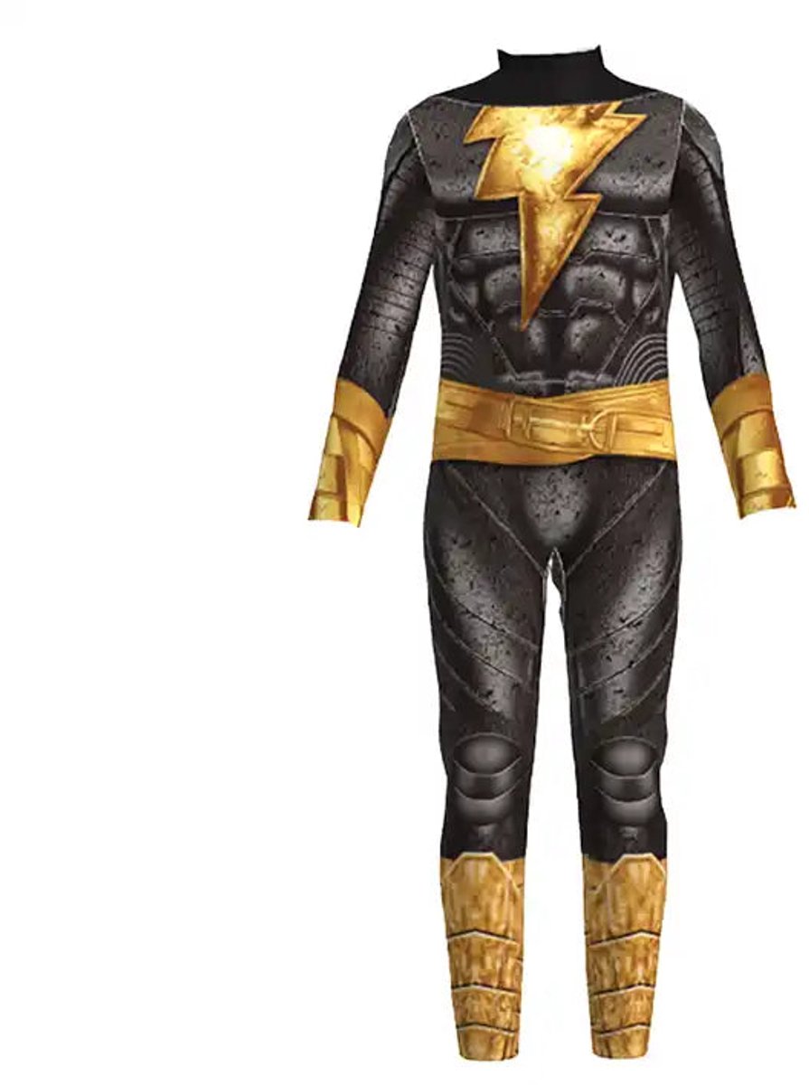 Black Adam met cape | eindbaas | Kostuum | 140 (8/9 Jaar) | Verkleedkleding | Superhelden