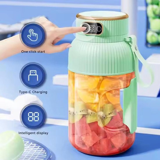 Sapcentrifuge - Draagbaar - Elektrische fruitblender - Grote mengbeker - Smoothiebeker, voor het snel maken van sap van Merkloos — afbeelding 2