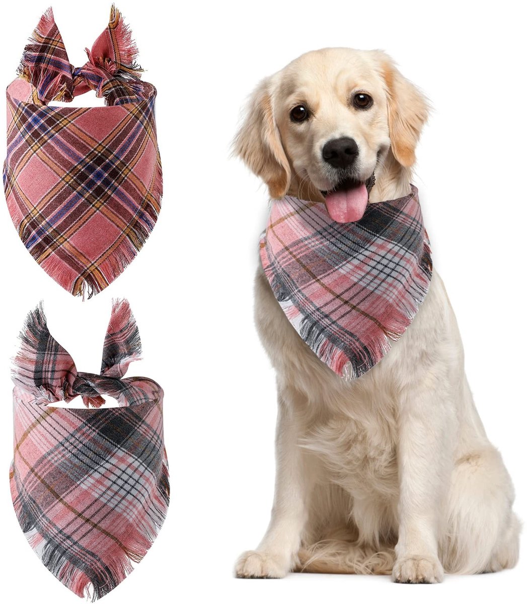 Solidchoice - Set van 2 Omkeerbare Hondenbandana's in Roze