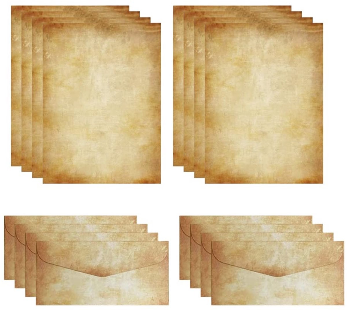 Solidchoice - Set van 20 Vintage A4 Briefpapier en Enveloppen