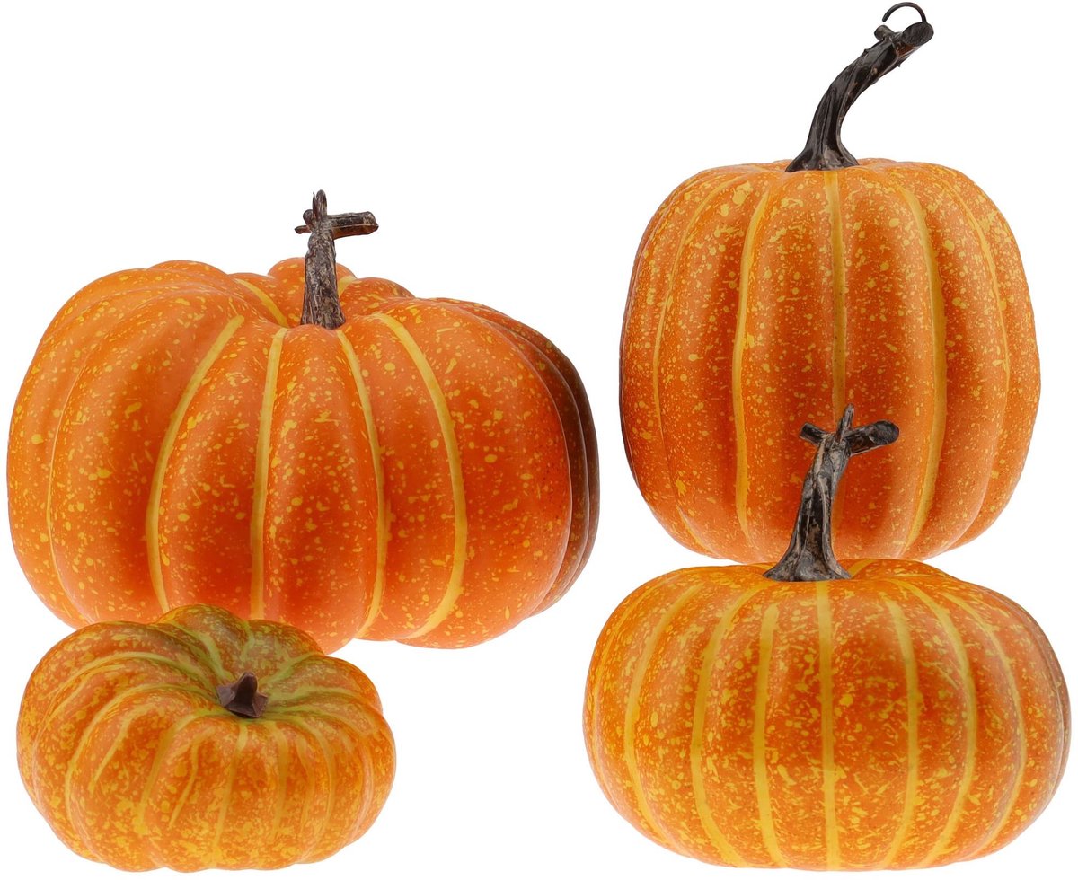 Solidchoice - Set van 4 Nep Pompoenen voor Herfstdecoratie