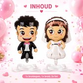Fienosa Bruid & Bruidegom Ballonnen Set – 2 Folieballonnen – 1 Bruid + 1 Bruidegom – Bruiloft Versiering met Lint