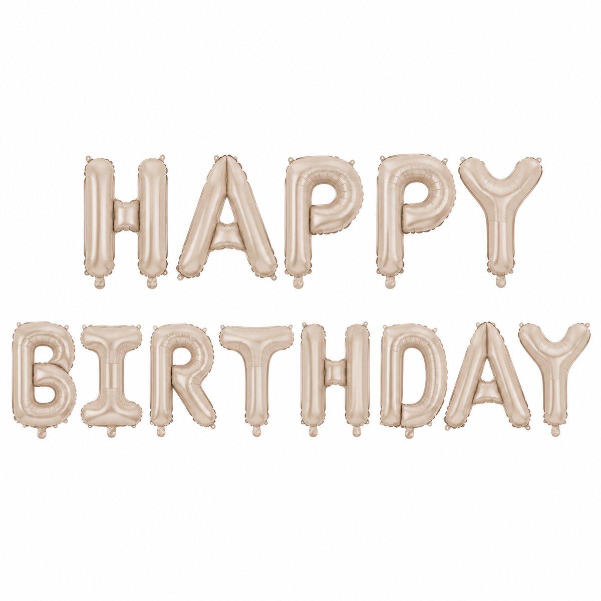 Fienosa Happy Birthday Ballonnen Beige – 13 Letterballonnen – Verjaardag Versiering – Folieballonnen met Lint – 40 cm