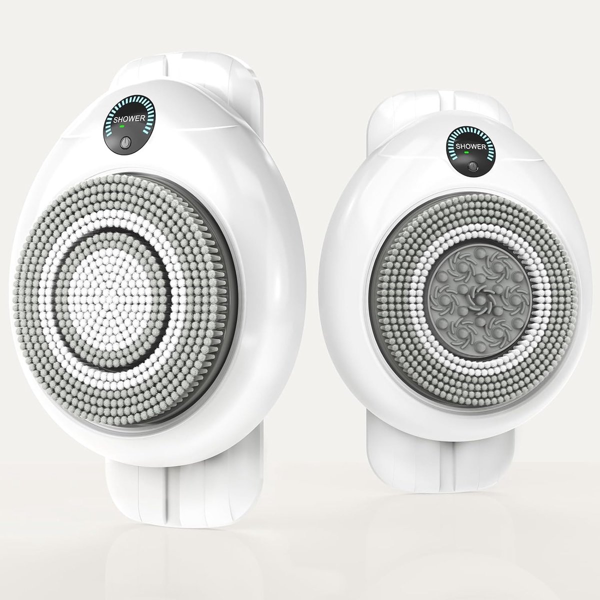 Electric Back Scrubber for Shower - Wall Mounted Exfoliating Brush, Hands-Free Automatic Body Scrubber, IPX7 Waterproof, 3-Speed Adjustment, 3 Replaceable Heads