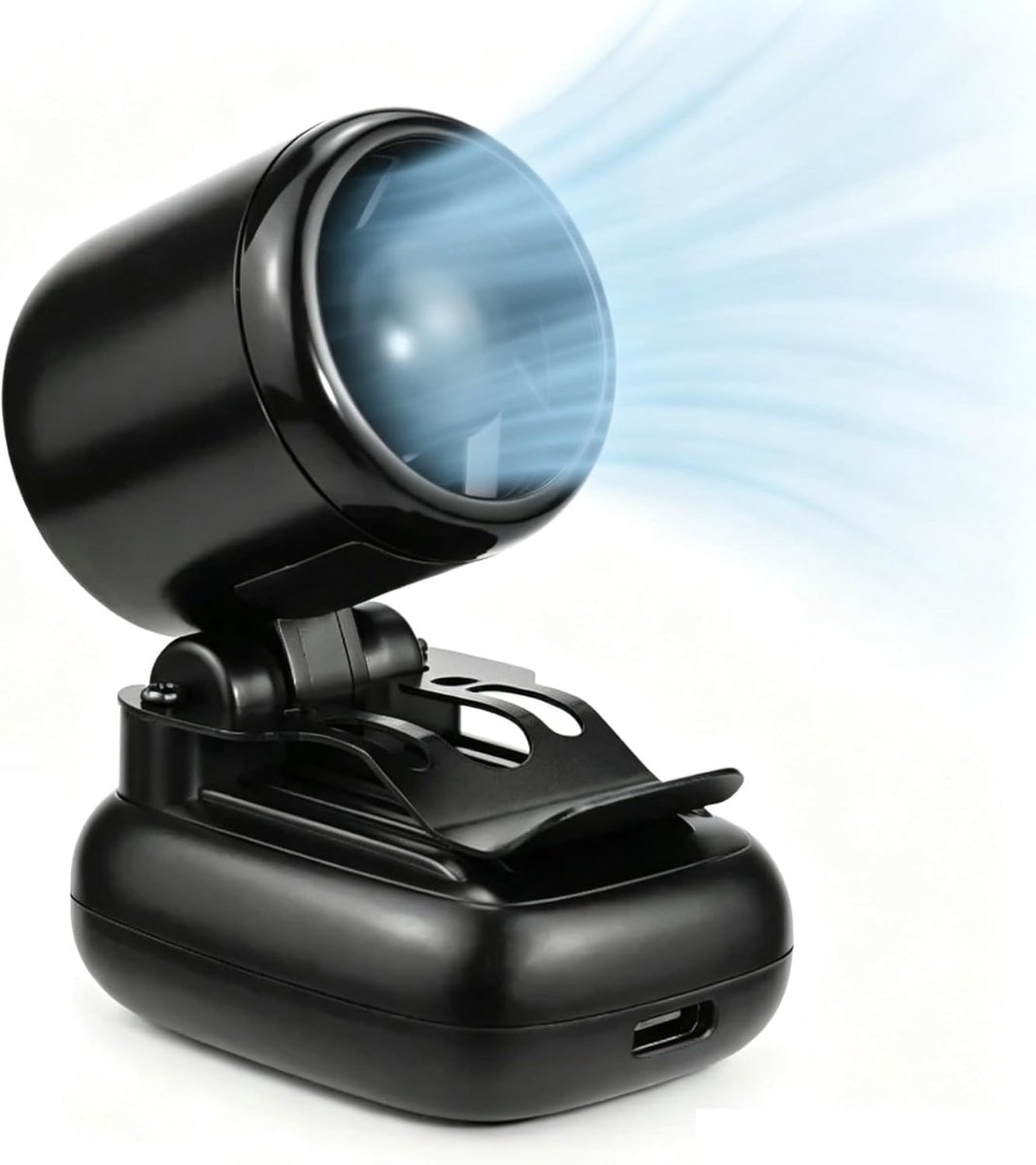 Mini ventilator - Clip-on ventilator - Ultralicht en draagbaar - Mini draagbare ventilator - Drie windsnelheden - USB-C-poort - 1 stuk - Clip-on ventilator - Zwart