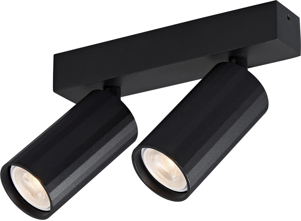 Oryx 2-lichts spotbalk in zwart aluminium, MR11-fitting, dimbaar, verstelbare spots, IP20, lichtbron niet inbegrepen