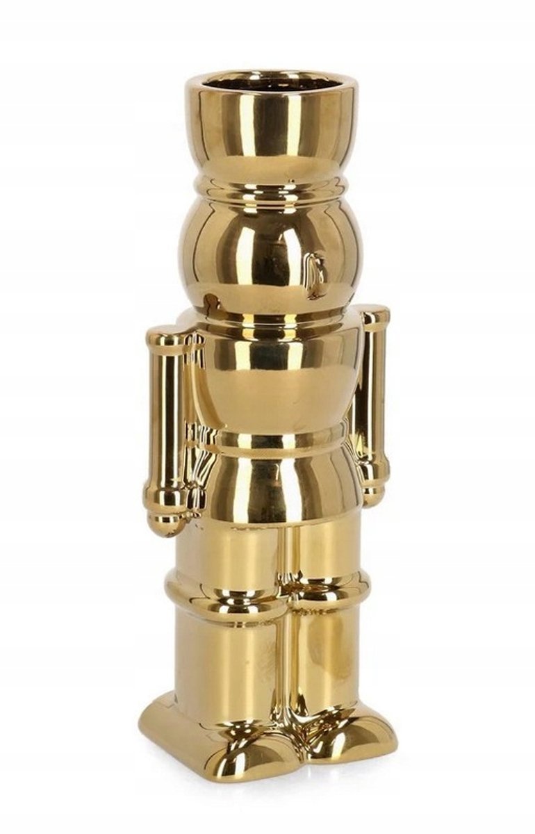 Gouden Kerst Wazon "Walker Soldier" Keramiek 28cm Merkloos
