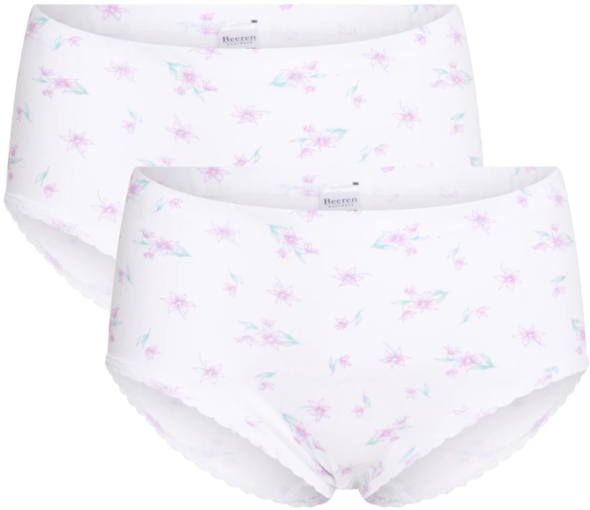 Beeren dames slips - Rosa - 2-pack - 100% katoen - maat 52 - bloem roze