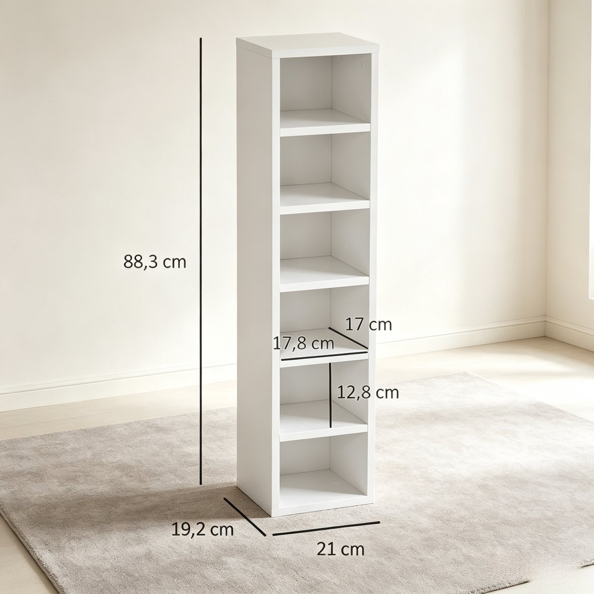OKWISH CD En Dvd Opbergsysteem – 12 Vakken – 2 Delige Set – Wit – Spaanplaat En MDF – Voor Woonkamer Slaapkamer Of Kantoor – 160 CDs