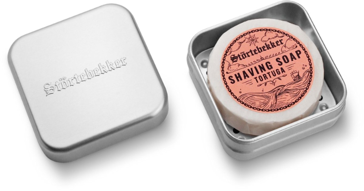 Störtebekker® Scheerzeep & Zeepdoos Set - Shaving Soap Set Heren voor een Zachte Natte Scheerbeurt - Romige, Rijke Schuim - Aluminium Zeepdoos met Afdruiprooster - Handgemaakt in Nederland - 9 Geuren